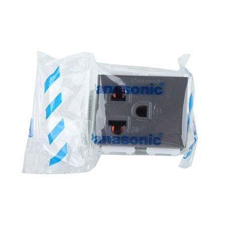 PANASONIC เต้ารับเดี่ยว เสียบขากลมแบน มีกราวด์ รุ่น WEG1191K